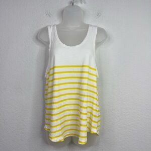 J.Crew Shirt Women S Yellow White Weekend Striped Sleeveless Coastal Boho Sailor